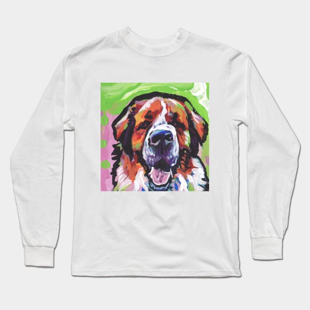 Saint St. Bernard Bright colorful pop dog art Long Sleeve T-Shirt by bentnotbroken11